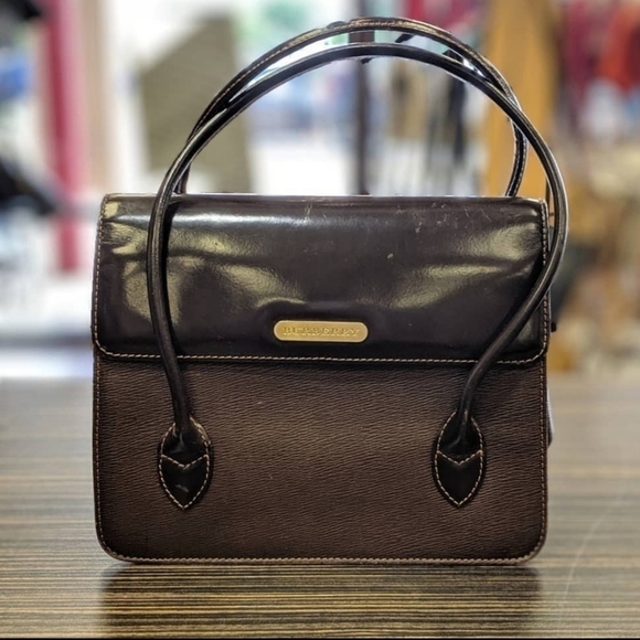 𝅺BURBERRY VINTAGE small bag. Brown. Leather - Picture 1 of 6